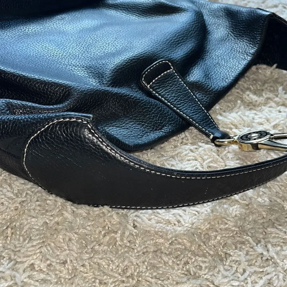 D&B Black Leather Hobo Bag Belvedere Logo Lock Shoulder Bag